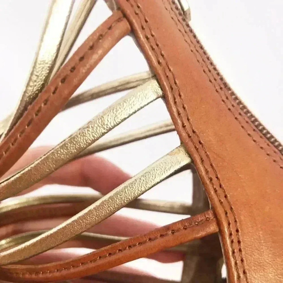 Sam Edelman Kamille Gladiator Strappy Sandals Brown and Gold Women's Size 6.5 - Picture 10 of 14